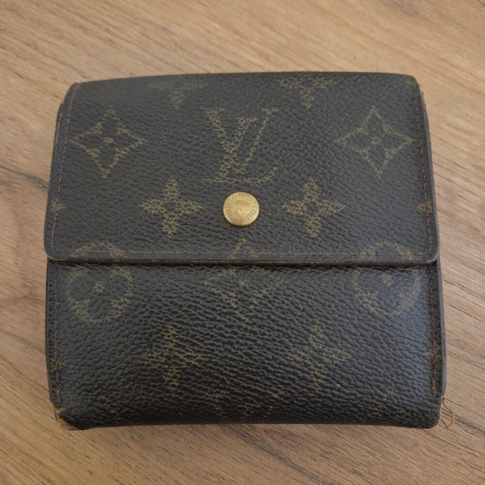 Louis Vuitton Monogram Trifold Wallet Snap Coin Purse Vintage